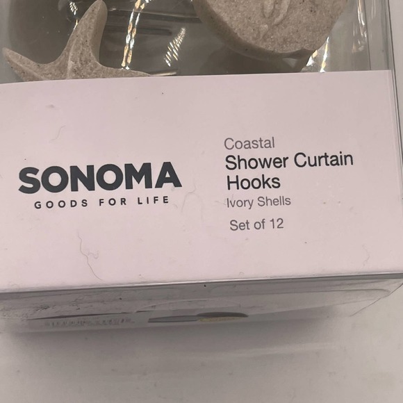 Sonoma Coastal Shower Curtain Hooks Ivory Shells Set of 12 - Picture 2 of 4
